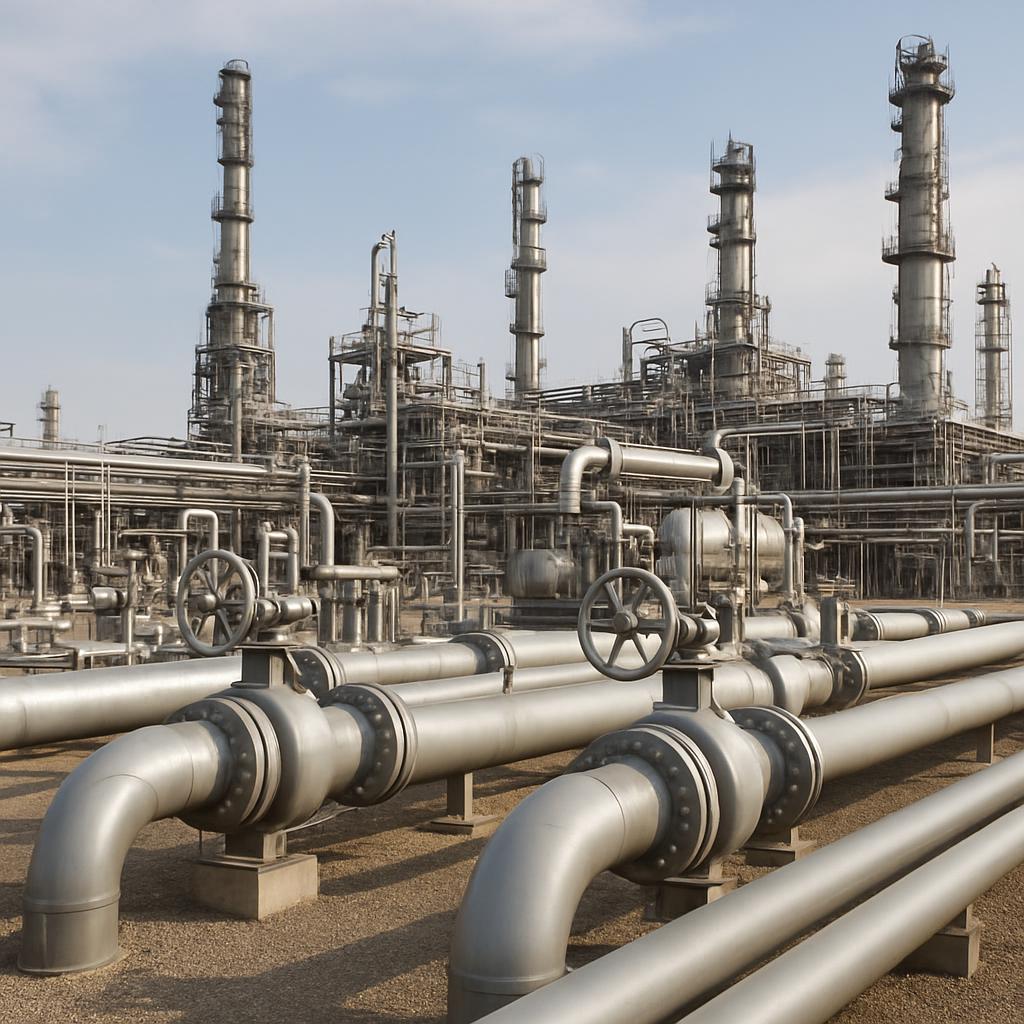 a foam hose with machinery in the background